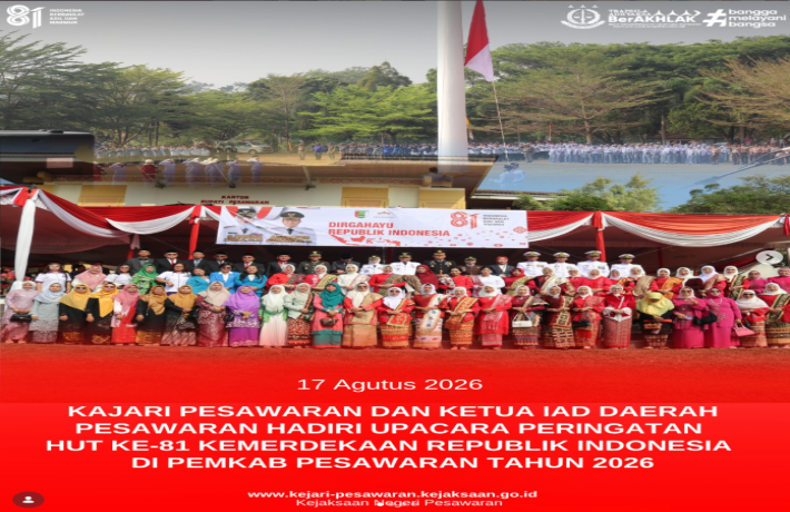 Kepala Kejaksaan Negeri Pesawaran dan Ketua IAD Daerah Pesawaran menghadiri Upacara Peringatan HUT K