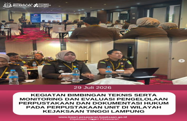 Bimbingan Teknis, Monitoring & Evaluasi Pengolahan Perpustakaan & Dokumentasi Hukum pada Perpustakaa