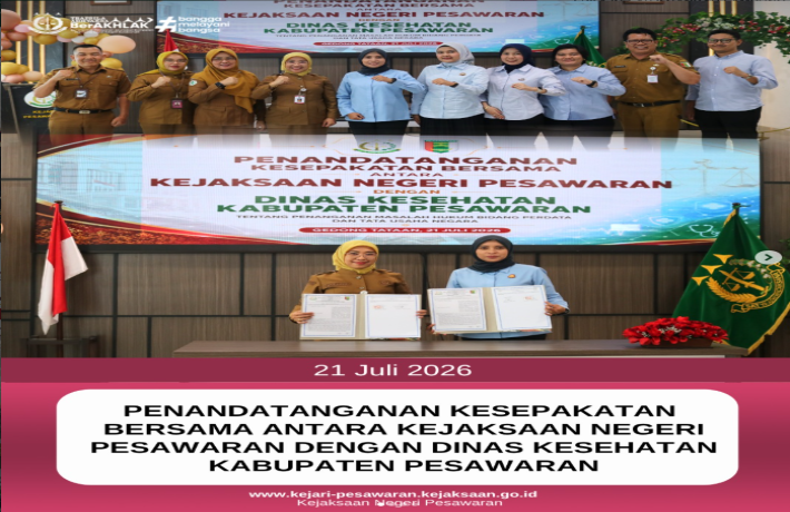 Penandatanganan Kesepakatan Bersama Antara Kejaksaan Negeri Pesawaran dengan Dinas Kesehatan Kabupat