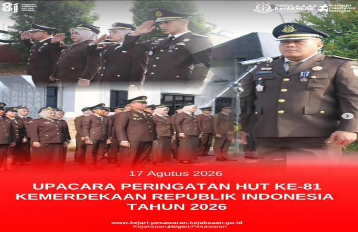 Upacara Memperingati HUT Kemerdekaan Republik Indonesia Ke - 81 di Kejaksaan Negeri Pesawaran