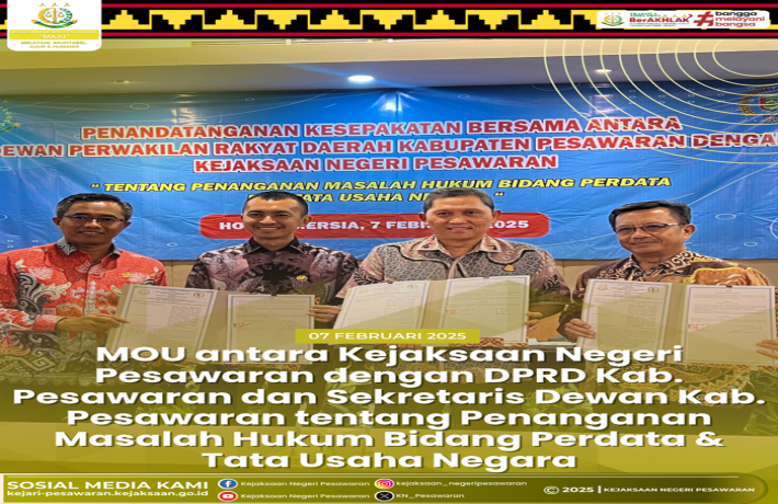 MOU antara Kejari Pesawaran dengan DPRD dan Sekretaris Dewan Kab. Pesawaran